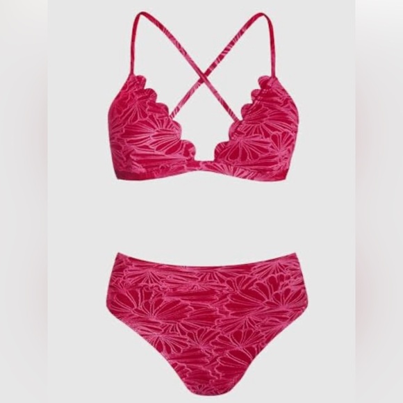 Floral Red Bikini Set NWT Size Large - Picture 3 of 5